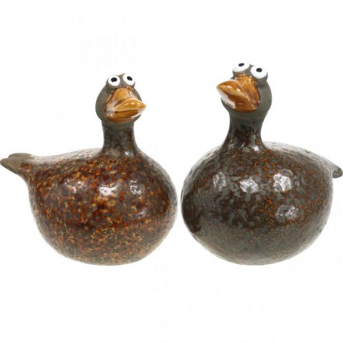 Floristik24 Deco duck ceramic figure spring decoration 12.5cm brown 2pcs