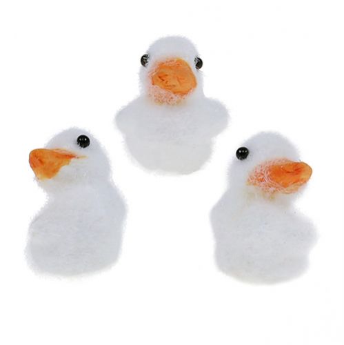 Duck mini flocked 4cm white 12pcs