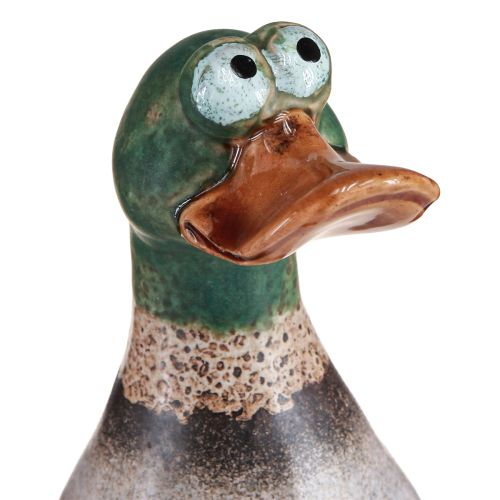 Floristik24 Duck Decoration Ceramic Brown Green Drake Sitting H17.5cm 2 Pcs