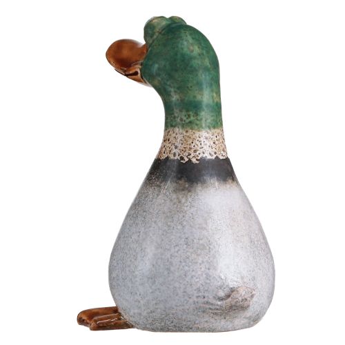Product Duck Decoration Ceramic Brown Green Drake Sitting H17.5cm 2 Pcs