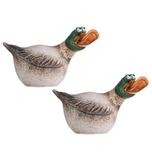 Product Duck Decoration Ceramic Spring Drake Brown Green L15cm 2 Pcs