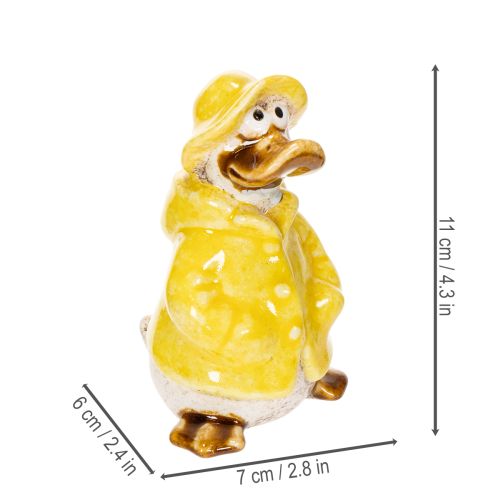 Product Duck figurines, raincoat ceramic figures for fun balcony and garden decoration, 11cm, 4 pieces