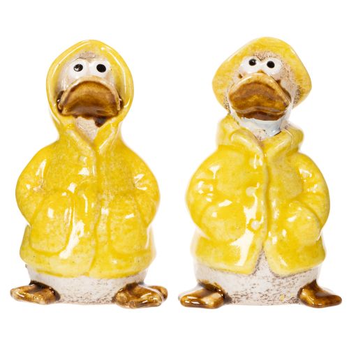 Product Duck figurines, raincoat ceramic figures for fun balcony and garden decoration, 11cm, 4 pieces