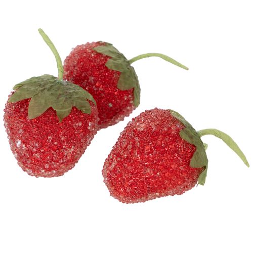 Artificial strawberry decorative objects for elegant interiors and celebrations, 4cm, 24 pieces
