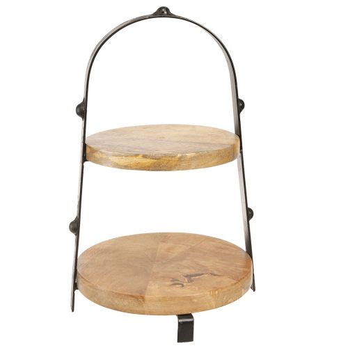 Floristik24 Etagere Wood Metal Natural Black 2-tier Ø25.5cm H38cm