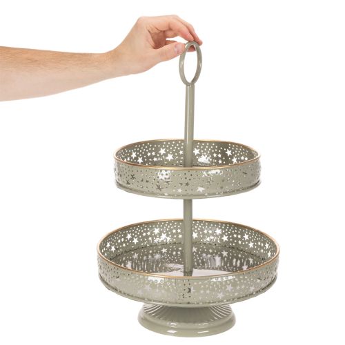 Decorative tiered serving tray with handle, star motif, two-tiered, 49cm | Floristik24.ie