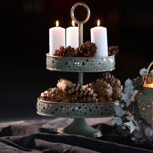 Decorative tiered serving tray with handle, star motif, two-tiered, 49cm | Floristik24.ie