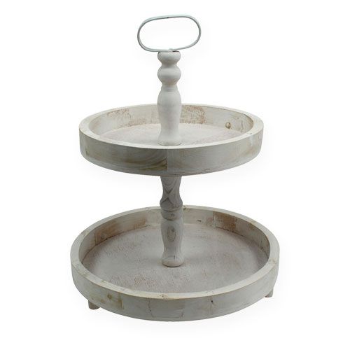 Etagere made of wood white Ø26cm Ø32cm H47cm