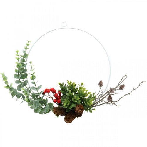Product Decorative wreath eucalyptus, berries and cones artificially Ø30cm