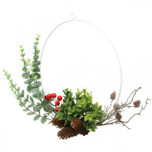 Product Decorative wreath eucalyptus, berries and cones artificial Ø30cm