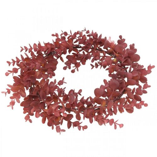 Floristik24 Decorative wreath eucalyptus red Artificial eucalyptus wreath Ø32cm