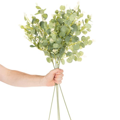 Artificial eucalyptus branch with round leaves, 75cm, 4 pieces | Floristik24.ie