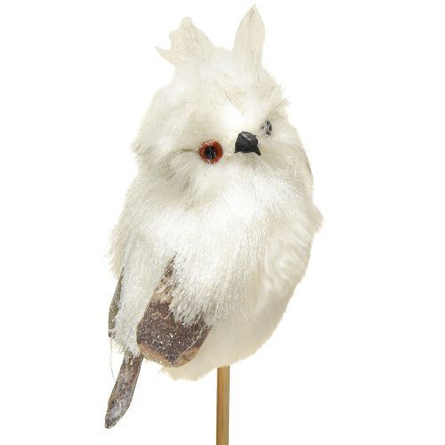 Owl on stick white 9cm L48cm