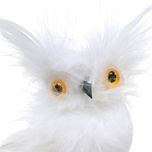 Product Decorative owl on clip white 10cm 4pcs
