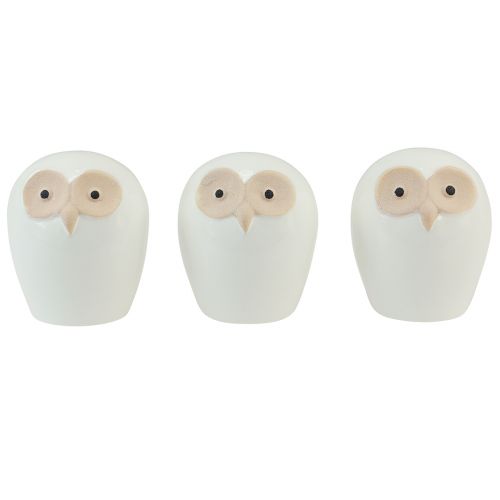 Product Owl decoration figures ceramic forest animal decoration white 11.5cm 3pcs