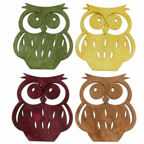 Floristik24 Streudeko owls wood assorted colors 4cm 72pcs