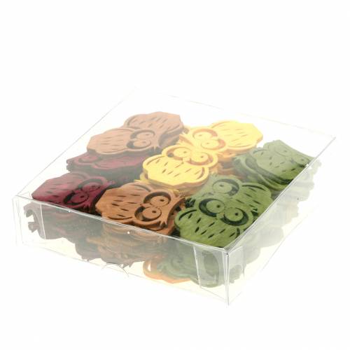 Floristik24 Scatter decoration owls wood colorful assorted 4cm 72 pcs