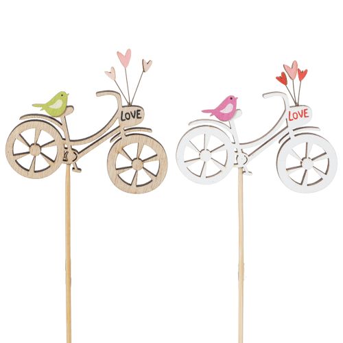 Wooden stakes with bicycle motif for a spring-like romantic atmosphere in the living room, 8cm, 12 pieces