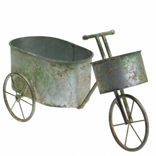 Floristik24 Flower pot bicycle zinc gray, green 40 × 14 × 21cm