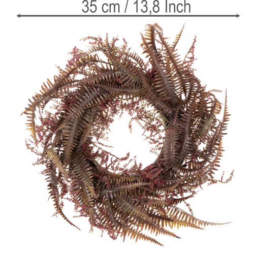 Artificial wreath with fern branches, autumn decoration, 35cm | Floristik24.ie