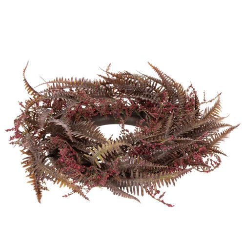 Artificial wreath with fern branches, autumn decoration, 35cm | Floristik24.ie