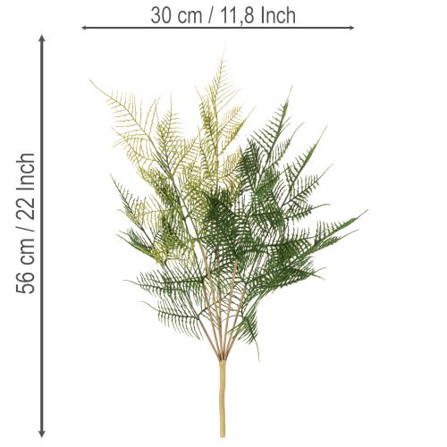 Artificial fern branch decoration, green, lifelike, 56cm | Floristik24.ie