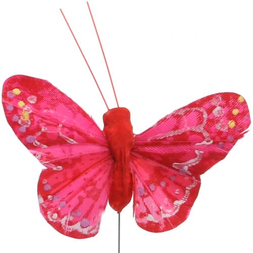 Floristik24 Feather butterfly orange-red 5cm 24pcs