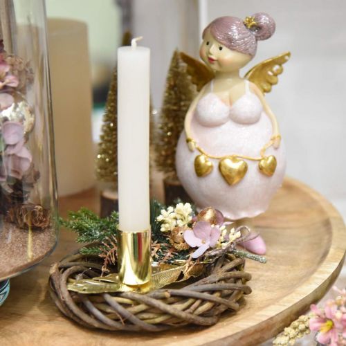 Product Candlestick on spring, metal decoration, candle holder, Advent decoration golden Ø2.2cm L13cm 4pcs