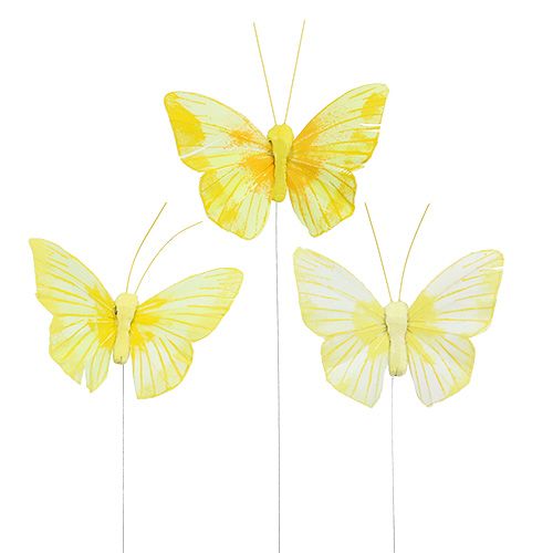 Floristik24 Feather butterfly 10cm yellow 12pcs