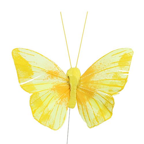 Floristik24 Feather butterfly 10cm yellow 12pcs