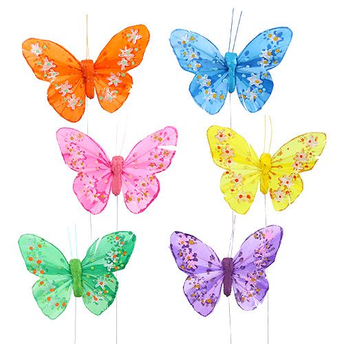 Floristik24 Feather-butterfly 8,5cm colored assort. 12pcs