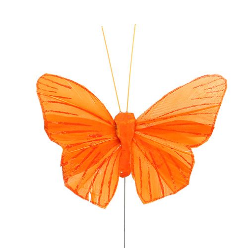 Floristik24 Feather butterfly 8cm orange 24pcs