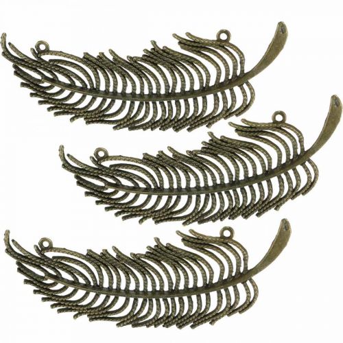 Floristik24 Decorative feathers, jewelry pendants, metal feathers, scatter decoration bronze-colored L8cm 10 pcs