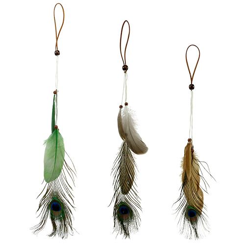 Feather hanger peacock feather 34cm 3pcs
