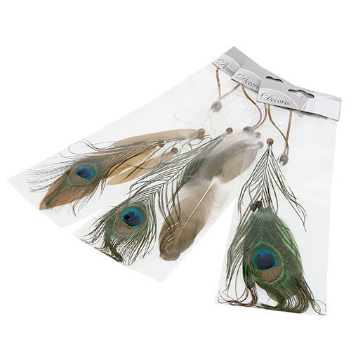 Floristik24 Feather hanger peacock feather 34cm 3pcs