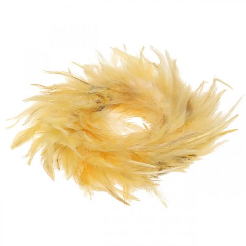 Floristik24 Feather wreath yellow small Ø11cm real feathers decoration wreath easter decoration