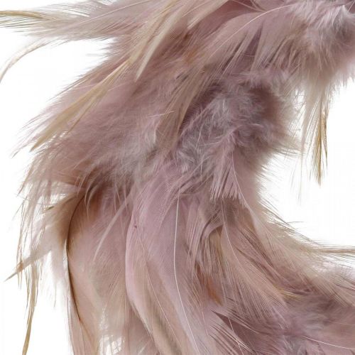 Floristik24 Feather wreath small pink, brown-red Ø10.5cm Easter decoration real feathers