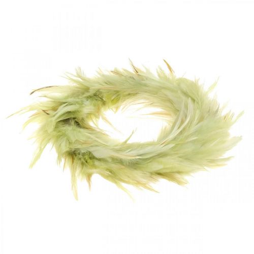 Floristik24 Decorative feather wreath green Ø16cm real feather wreath spring decoration