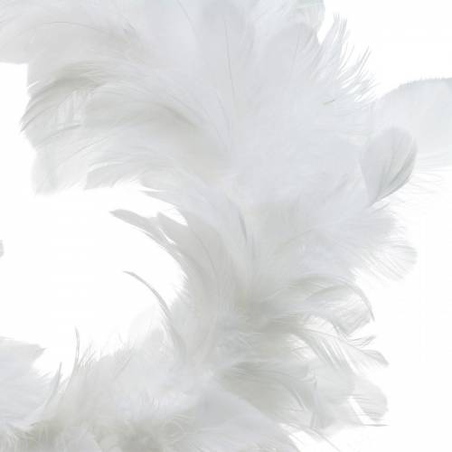 Product White feather wreath decoration Ø25cm Easter decoration Real feathers
