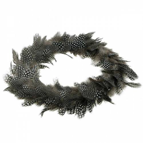 Floristik24 Feather wreath guinea fowl Real feathers Ø35cm Easter decoration Spring decoration