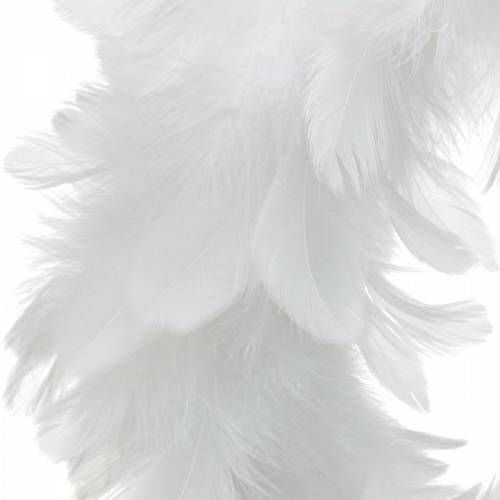 Floristik24 Easter decoration feather wreath large white Ø24cm real feathers