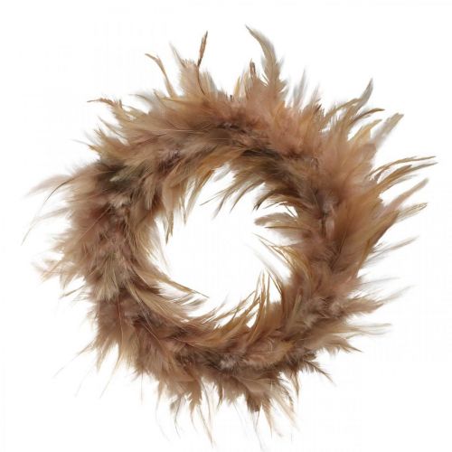 Feather wreath pink, red-brown Ø16cm real feathers spring decoration