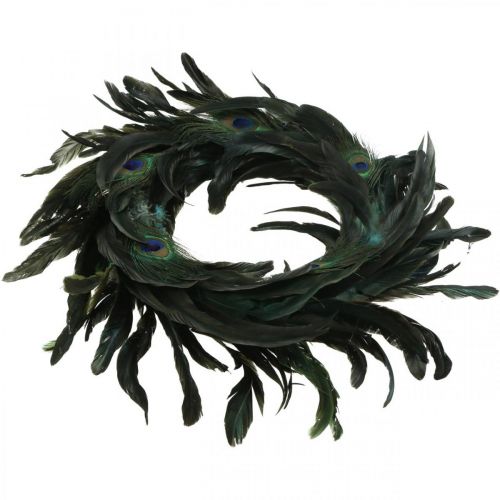 Floristik24 Feather wreath peacock decorative wreath real peacock feathers Ø30cm