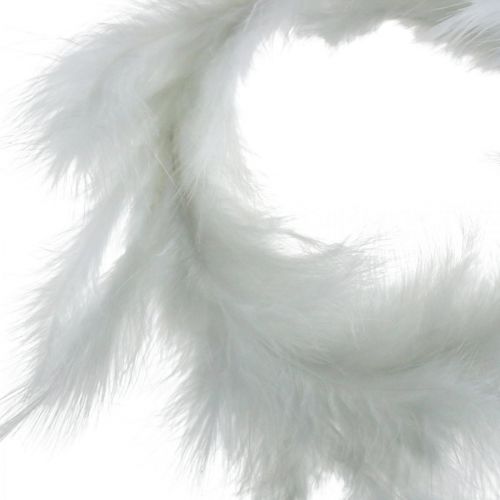 Feather wreath white Ø15cm spring decoration with real feathers 4pcs