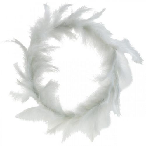 Feather Wreath White Ø25cm Easter Decoration Real Feathers Deco Wreath 2pcs