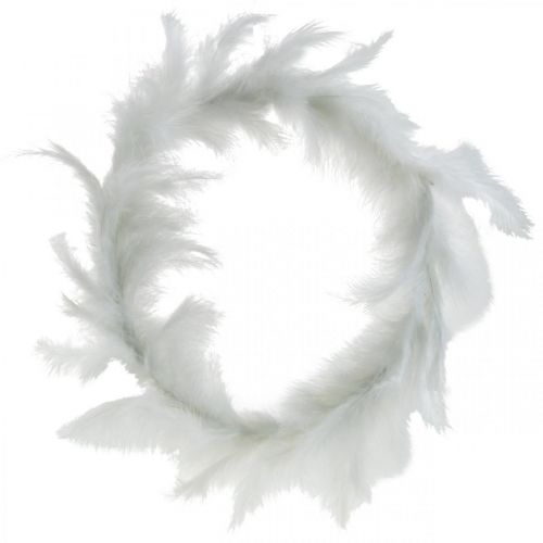 Product Feather wreath white Ø25cm Easter decoration real feathers decorative wreath 2 pieces