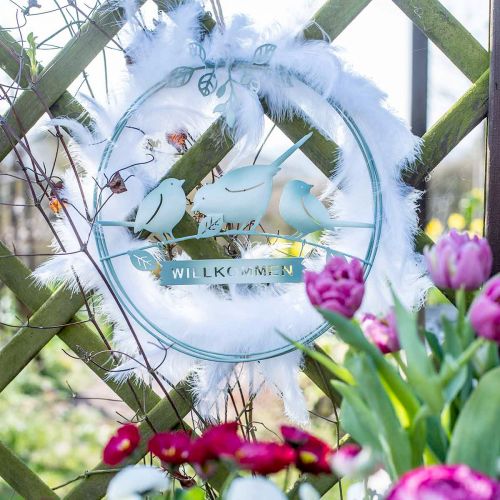 Product Feather wreath white Ø25cm Easter decoration real feathers decorative wreath 2 pieces