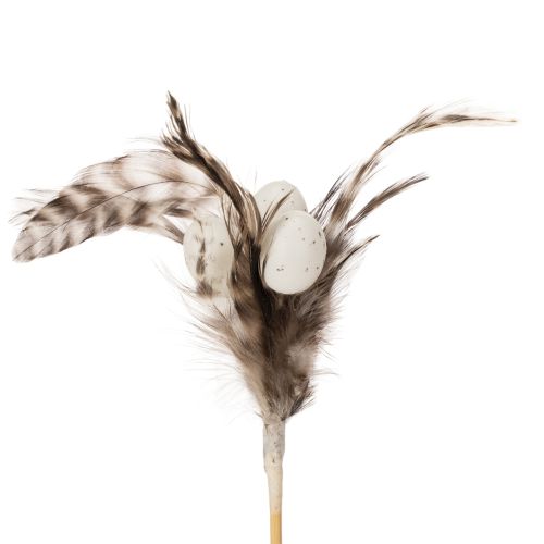 Floristik24 Feather branch decorative stakes with natural feathers, Easter decoration for elegant arrangements, 37cm, 12 pieces