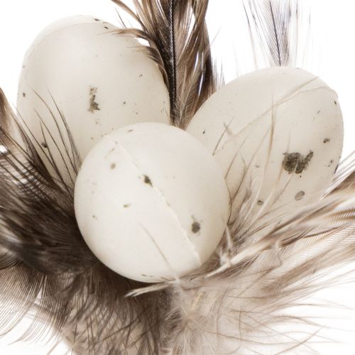 Product Feather branch decorative stakes with natural feathers, Easter decoration for elegant arrangements, 37cm, 12 pieces