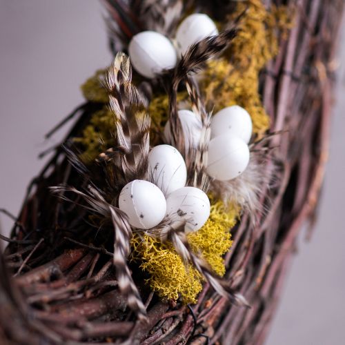 Product Feather branch decorative stakes with natural feathers, Easter decoration for elegant arrangements, 37cm, 12 pieces